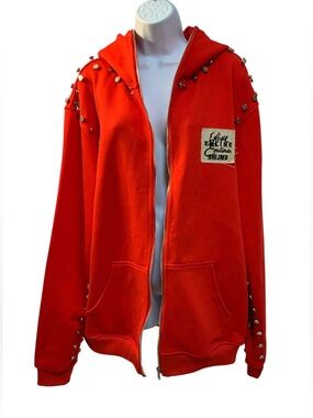 EMLINE Red Studded Hoodie Jacket